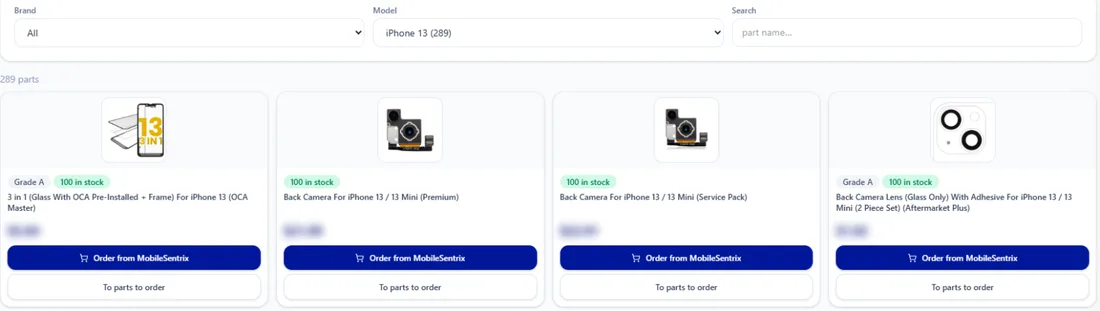 Every part for the device, with a photo.